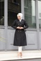 Seasonal a Line Quality Double Breasted Collar Lined Women's Hijab Trench Coat Black - 5