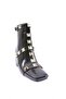 K200-22K Women's Trocley Frame Heeled Boots Black Wrinkled Patent Leather - 2