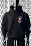 Kick Boxing Therapy Front and Back Printed 3 Thread Wide Fit Black Hooded Sweatshirt - 2