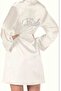 White Silk Satin - Bridal Dressing Gown with Stone Detail - 2