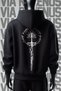 Lord of the Rings Front and Back Printed 3 Thread Wide Pattern Black Hooded Sweatshirt