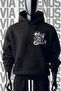 Lost Souls Front and Back Printed 3 Thread Wide Fit Black Hooded Sweatshirt - 2