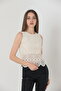 Women's Round Neck Openwork Lace Knit Sweater - 2