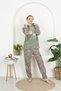 Winter Leaf Patterned Hooded and Kangaroo Pocket Double Fleece Plush Pajama Set - 3