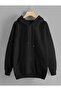 سويت شيرت شتوي أسود للرجال للجنسين - موديل بغطاء للرأس