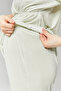 Women's Water Green Design Summer Cotton Maternity Postpartum Robe Pajama Set 3-Piece Set - 4