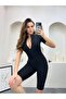 Women's Black Short-Sleeve Long-Leg Zip-Up Shaping Swimsuit - 5
