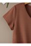 Women's Brown Brooklyn Printed V-Neck Regular T-Shirt - 4