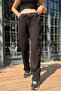 Crystal Rhinestone Relaxed Fit Two Thread Cotton Black Women's Stylish Sweatpants with Cargo Pockets - 3
