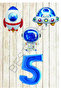Best Space Themed Blue Number Foil Balloon Set Age 5