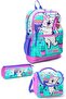 Coral High Kids - Turquoise Pink Cat Patterned 3-Piece School Bag Set 0123751