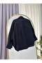 Shirt Black Oversize Balloon Sleeve Pleat Detailed Long Basic Women's Shirt 0001 - 2