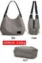 3286 Lonia Women's Light Gray Canvas Cotton Daily Shoulder Hand Tote Bag - 4