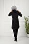 Women's Black Hooded Sleeve Striped Tracksuit Set - 5