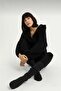 Women's Black Oversize Zipper Cardigan - 2