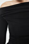 Siyah Büzgü/Drape Detaylı Fitted/Vücuda Oturan Uzun Kollu Esnek Örme Bluz TWOAW25BZ00248 - 9