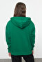 Emerald Green Hooded Oversize/Wide Fit Zip-Up Fleece Inside Knitted Sweatshirt Twoaw21Sw0840 - 5