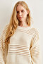 Women's Ecru Textured Stripe Detailed Sweater Kzk- 19000808 - 5
