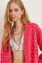 Women's Fuchsia Heart Detailed Thick-Banded Knitwear Cardigan Hrk-19000295 - 5