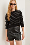 Women's Black Heart Detail Crop Knitwear Sweater Kzk- 19000805 - 2