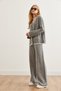 Women's Gray Piping Detailed Top Cardigan Bottom Trousers Knitwear Set Tkm- 19000305 - 4