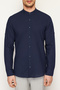 Koyu Lacivert Slim Fit Basic Hakim Yaka Apoletli %100 Pamuklu Gömlek TMNSS20GO0188 - 3
