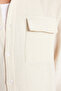 Ecru Oversize Fit Linen Textured Double Pocket Jacket Shirt Tmnss23Go00089 - 6