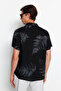 Black Regular Fit Apache Lapel Short Sleeve Loose Shirt Tmnss20Go0574 - 5