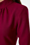 Dark Fuchsia A-Line Stand Collar Mini Woven Dress Twoaw25El00266 - 4