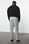 Plus Size Gray Regular Fit Elastic Waist and Tie Fabric Pants Tmnaw25Ar00004 - 6