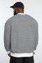 Büyük Beden Siyah Oversize/Geniş Kesim Çizgili İçi Polarlı Sweatshirt TMNAW25AO00017 - 5