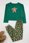 Yeşil %100 Pamuklu Yılbaşı Temalı Örme Pijama Takımı THMAW24PT00061 - 5