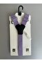 Adjustable 1-9 Years Old Lilac Children's Pants Strap and Bow Tie Set - 4