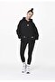 Women's Oversize Sweatshirt Hoodie with Inside Print Black – Hooded, Kangaroo Pocket, 3 Threaded Straps