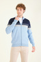 Men's Stand Collar Zippered Cardigan Blue