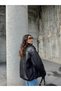 Women's Oversize Black Jacket Thick Woolen Fabric - 2
