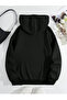 Unisex 2Ip Raised Black Saturn Knitted Fabric Sweatshirt - 2