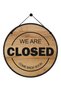 Open Closed Lettering Sign Wooden Embossed Shop Door Direction Sign (English) - 18.5X18.5 cm - 2