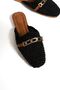 Black Flat Buckle Slippers for Home and Outdoor Use - 7