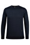 Men's Crew Neck Knitwear Navy Blue Sweater Patterned Steel Knit Classic Fit - 5004C