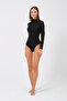 Women's Long Sleeve Zippered Slip Surfer Swimsuit Black (with Breast Pad) - 2