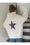 Women's Back Star Printed Cotton Hooded Sweatshirt - 4