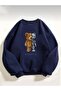 Women's Oversize Robotic Teddy Bear Printed Sweatshirt