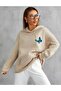 Women's Oversize Hooded Front Back Blue Butterfly Printed Sweatshirt Hoodie - 2