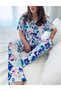 Women's Summer Pajama Set Shirt Collar Colorful - 2