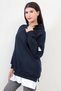 Navy Blue Women's Oversize Hooded Sweatshirt with Skirt and T-Shirt Layer Detail Ribbed Hoodie - 2520 - 3