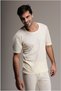 Men's Cream Wool Short Sleeve Underwear - 4