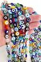 12 mm Mixed Color Flat Glass Evil Eye Bead String, String Glass Evil Eye Beads 29-30 Pieces. - 2