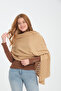 Single Color Openwork Patterned Shoulder Shawl, Stylish Comfortable Shoulder Shawl with Openwork Patterned Edge, Knitwear Shoulder Shawl, Women's Shawl