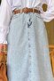 Women's Basic Daily Summer Seasonal Winter Style Pocket Hijab Denim Skirt - 2